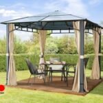 Cenador techo fijo Sunset Deluxe, 3x3m, champán