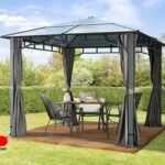 Cenador techo fijo Sunset Deluxe, 3x3m, gris loft