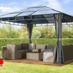 Cenador techo fijo Sunset Deluxe, 4x4m, gris loft