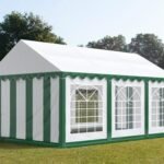 Carpa 3X6 ECO PVC 700 Blanca-Verde con ventanas