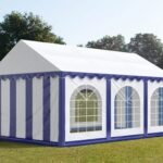 Carpa 3X6 PLUS PVC 750 Blanca-Azul con ventanas