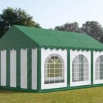 Carpa 3X6 PLUS PVC 750 Blanca-Verde Techo Verde con ventanas