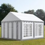 Carpa 3X4 ECO PVC 700 Blanca-Gris con ventanas