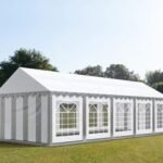 Carpa 4X10 ECO PVC 700 Blanca-Gris con ventanas