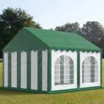 Carpa 4X4 PLUS PVC 750 Blanca-Verde Techo Verde con ventanas