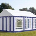 Carpa 4X6 ECO PVC 700 Blanca-Azul con ventanas
