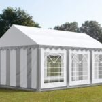 Carpa 4X6 ECO PVC 700 Blanca-Gris con ventanas