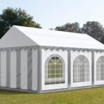 Carpa 4X6 PLUS PVC 750 Blanca-Gris con ventanas