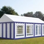 Carpa 4X8 ECO PVC 700 Blanca-Azul con ventanas