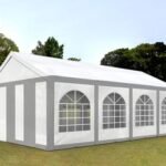 Carpa 4X8 BASICA PE 450 Blanca-Gris con ventanas
