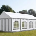 Carpa 4X8 PLUS PVC 750 Blanca-Gris con ventanas