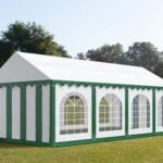 Carpa 4X8 PLUS PVC 750 Blanca-Verde con ventanas