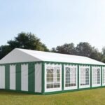 Carpa 5X10 ECO PVC 700 Blanca-Verde con ventanas