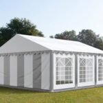 Carpa 5X6 ECO PVC 700 Blanca-Gris con ventanas
