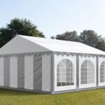 Carpa 5X6 PLUS PVC 750 Blanca-Gris con ventanas