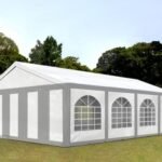 Carpa 5X8 BASICA PE 450 Blanca-Gris con ventanas