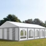 Carpa 6X10 PLUS PVC 750 Blanca-Gris con ventanas