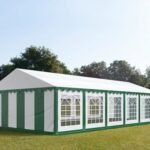 Carpa 6X12 ECO PVC 700 Blanca-Verde con ventanas