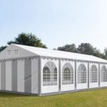 Carpa 6X12 MAX PVC 1400 2.6 IGNIFUGA Blanca-Gris con ventanas