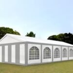 Carpa 6X12 BASICA PE 450 Blanca-Gris con ventanas