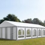 Carpa 6X12 PLUS PVC 750 IGNIFUGA Blanca-Gris con ventanas