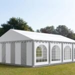 Carpa 6X8 PLUS PVC 750 Blanca-Gris con ventanas
