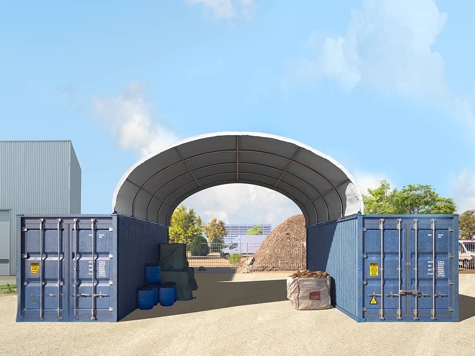 1 Cubierta entre contenedores 6x6, BASICA PE 1400 Blanca - Imagen 1