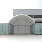 Trasera para cubierta entre contenedores 10m de ancho, PVC 720 ignífugo, Blanco