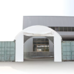 Frontal para cubierta entre contenedores 6m de ancho con entrada levadiza, PVC 720 ignífugo, Blanco1180