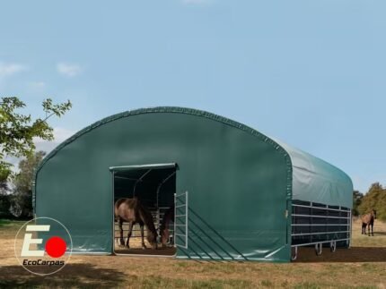Carpa para Ganado 8x8 PVC 2300 Verde oscuro con puerta